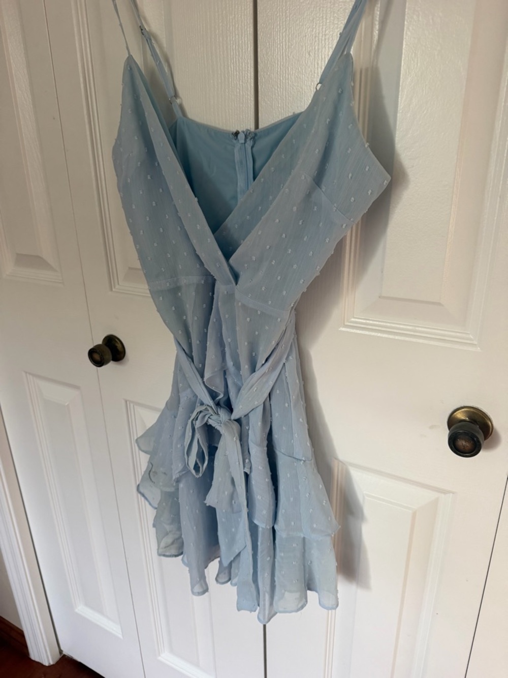 Hello Molly Blue Swiss Dot Ruffle Romper